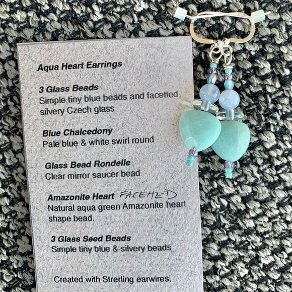 Holiday Glow Mint Amazonite Heart Earrings - Picture 8 of 12